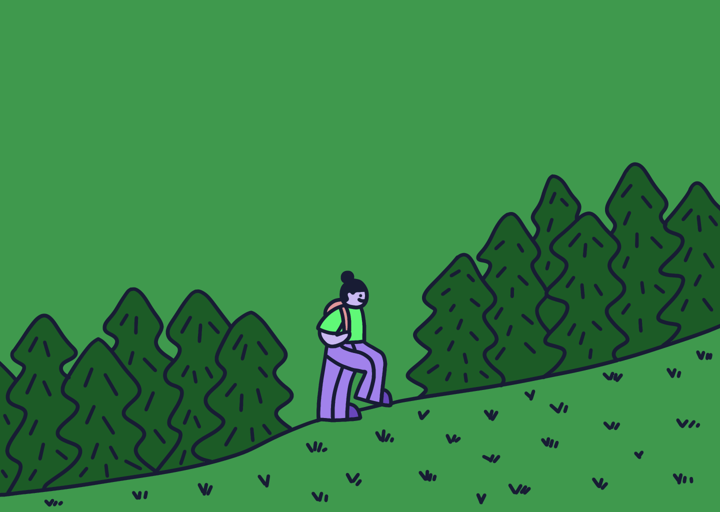 illustration of a person with a backpack hiking