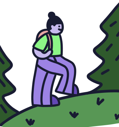illustration of a person with a backpack hiking